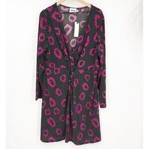 NWT Leota Polka Dot Knotted Front Stretch Knit Dress Plus Size 3L